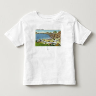 Beskåda av den Monhegan ön, strandplats T-shirt