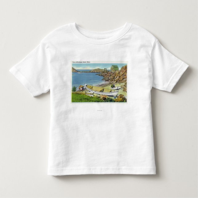 Beskåda av den Monhegan ön, strandplats T-shirt (Framsida)