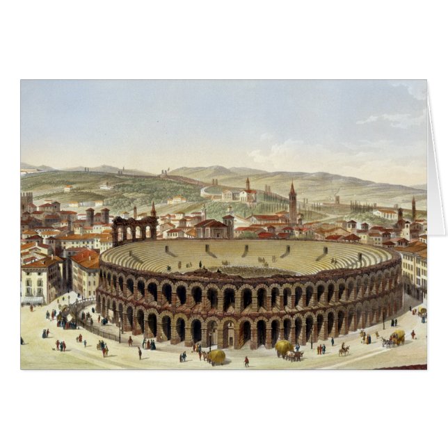 Beskåda av den romerska amfiteatern, Verona, Hälsningskort (Framsidan Horizontal)