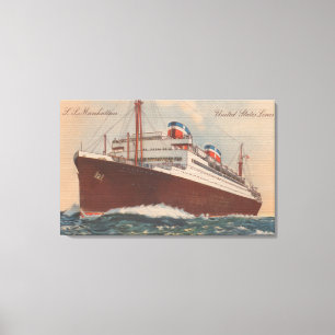 Beskåda av den S.S. Manhattan Cunard Canvastryck
