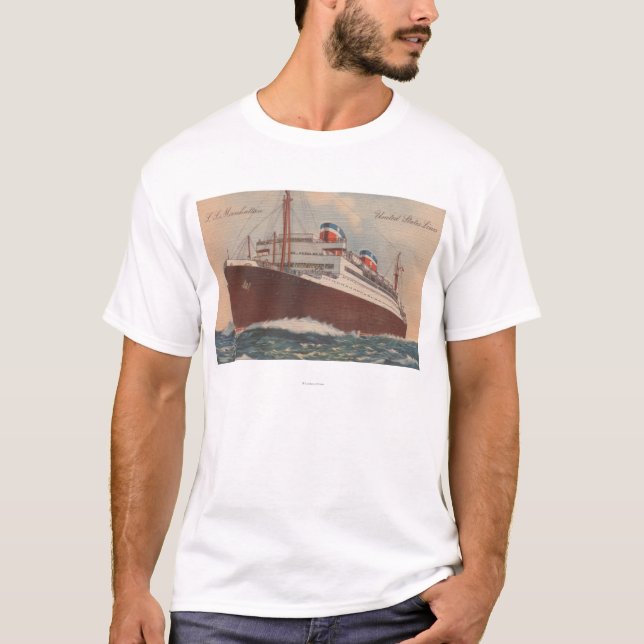 Beskåda av den S.S. Manhattan Cunard T Shirt (Framsida)