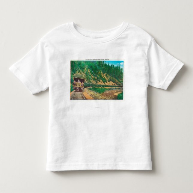 Beskåda av den Shasta TrainCow bäckkanjonen, ELLER T-shirt (Framsida)