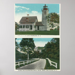 Beskåda av den sjöChamplain fyren Poster