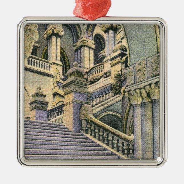 Beskåda av den storslagna trappuppgången julgransprydnad metall (Framsidan)