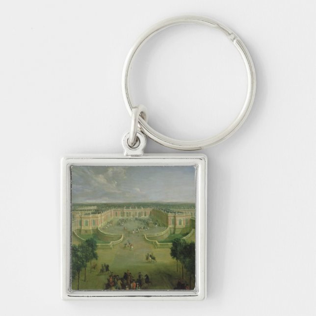 Beskåda av den storslagna Trianon, 1722 Fyrkantig Silverfärgad Nyckelring (Framsidan)