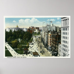Beskåda av den Tremont gatan från Boylston Poster