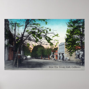 Beskåda av den västra almen StreetLodi, CA Poster