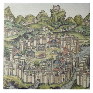 Beskåda av den walled staden av Constantinople, Kakelplatta