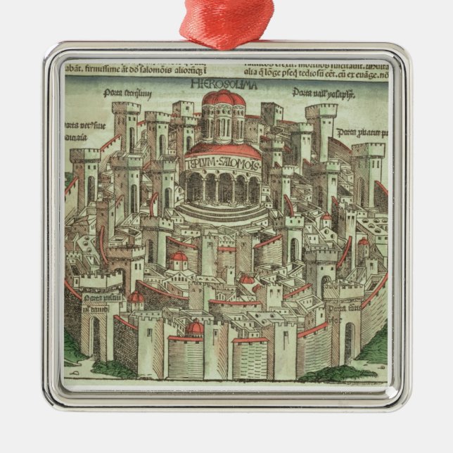 Beskåda av den walled staden av den Jerusalem Julgransprydnad Metall (Framsidan)