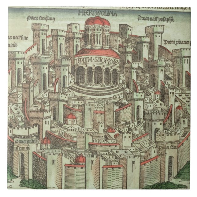 Beskåda av den walled staden av den Jerusalem Kakelplatta (Framsidan)