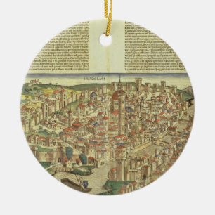 Beskåda av den walled staden av Florence, från Julgransprydnad Keramik
