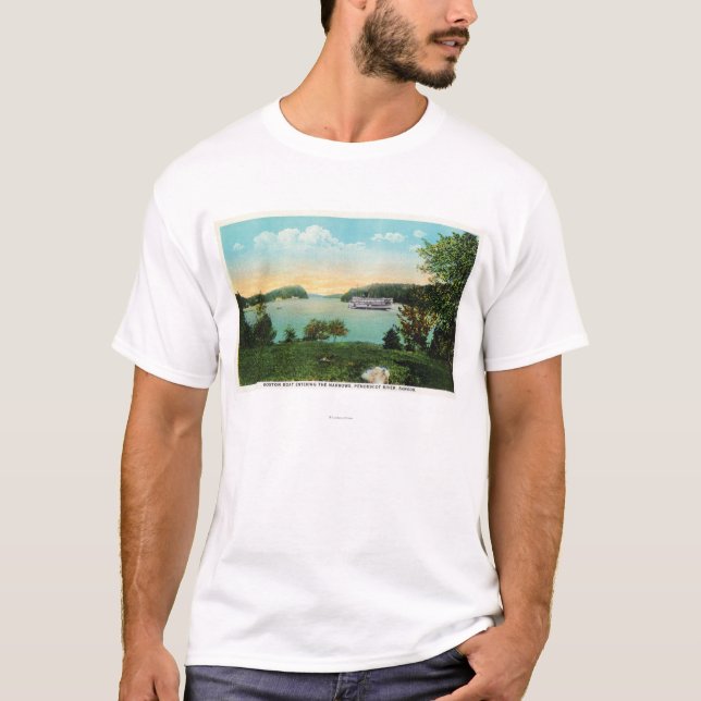 Beskåda av det Boston fartyget som skriver in T-shirt (Framsida)