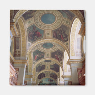 Beskåda av det coffered bibliotektaket med magnet