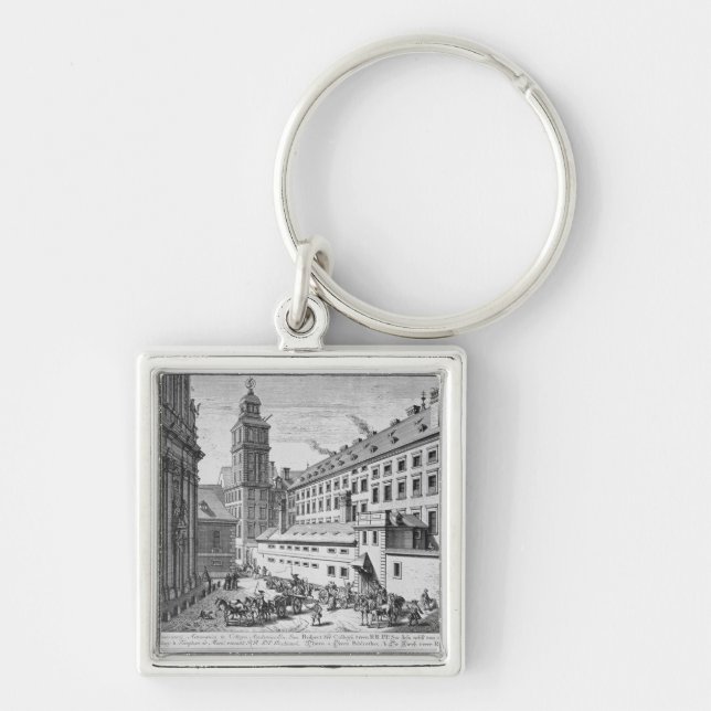 Beskåda av det nya observatoriumet i jesuiten fyrkantig silverfärgad nyckelring (Framsidan)