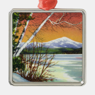 Beskåda av det Whiteface berg från sjön in Julgransprydnad Metall