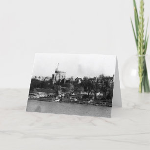 Beskåda av det Windsor slottet, över floden Thames Kort