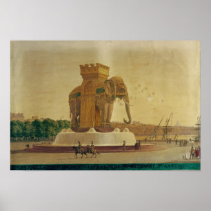 Beskåda av elefantfontänen poster