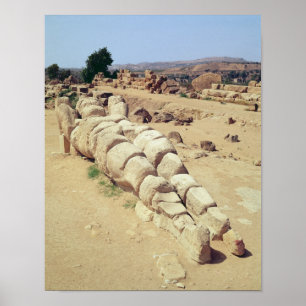 Beskåda av en av de jätte- Telemon statyerna Poster