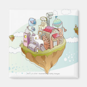 Beskåda av en färgrik abstrakt illustration magnet