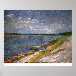 Beskåda av en flod med ekor av Van Gogh Poster