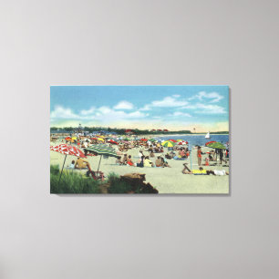 Beskåda av en fullsatt Craigville strand Canvastryck