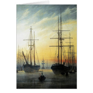 Beskåda av en hamn - Caspar David Friedrich Hälsningskort