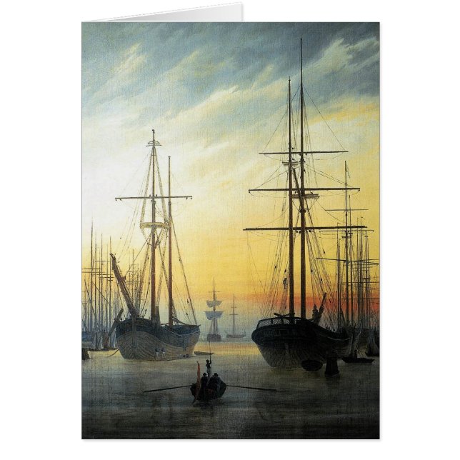 Beskåda av en hamn - Caspar David Friedrich Hälsningskort (Framsidan)