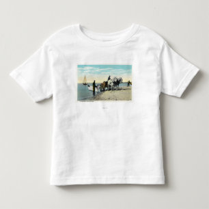 Beskåda av en hästvagn som drar i ett fartyg t-shirt