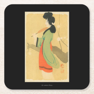 Beskåda av en japansk kvinna i ParisParis, Underlägg Papper Kvadrat