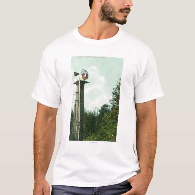 Beskåda av en Sequoiavind MillEureka, CA Tee Shirt (Framsida)