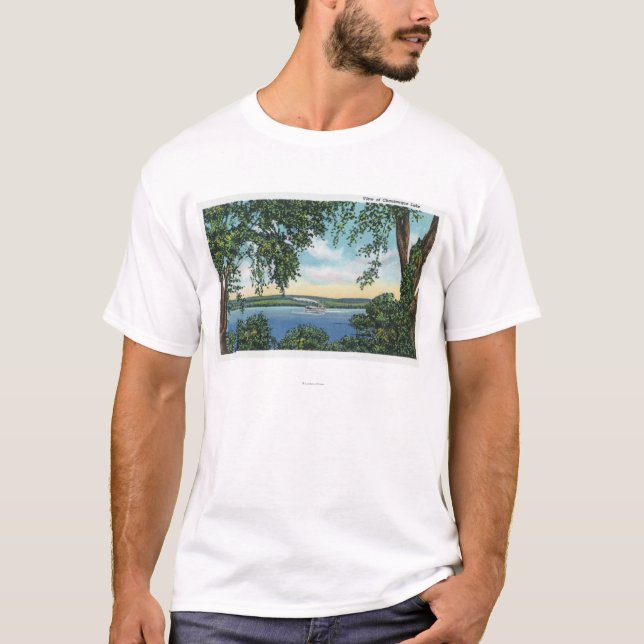 Beskåda av en Steamboat på sjön T Shirt (Framsida)