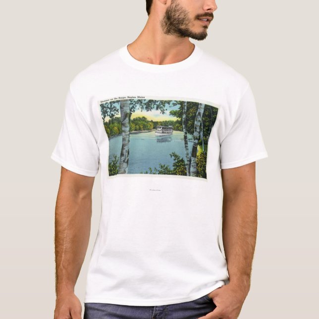 Beskåda av en Steamer på den Songo floden Tee (Framsida)