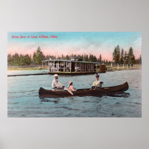Beskåda av ett husfartyg på sjön poster