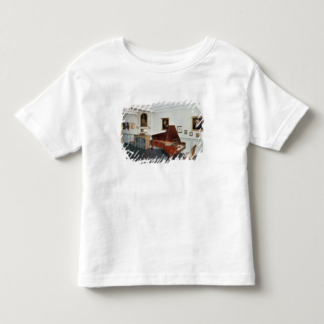 Beskåda av ett rum med en flygel t shirt (Framsida)