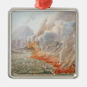 Beskåda av ett utbrott av Mount Vesuvius som Julgransprydnad Metall