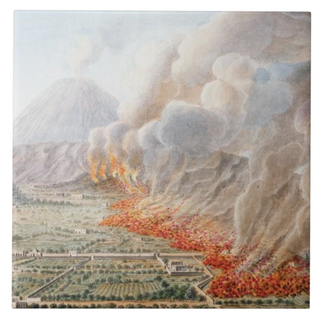 Beskåda av ett utbrott av Mount Vesuvius som Kakelplatta (Framsidan)