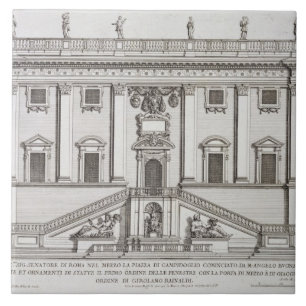 Beskåda av facaden av Palazzo Senatorio i Piazza Kakelplatta