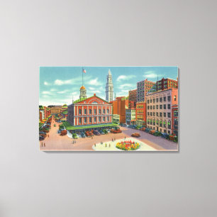 Beskåda av Faneuil Hall, vagga av frihet Canvastryck