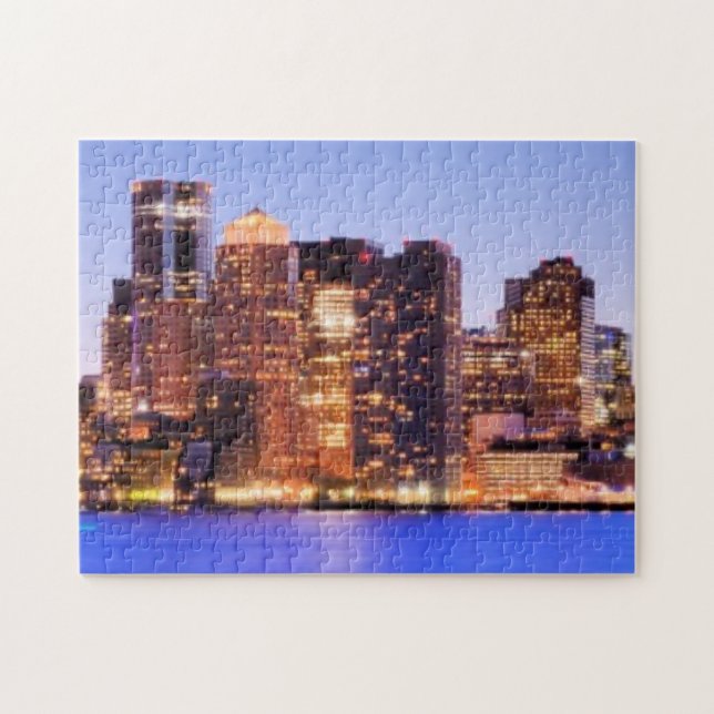 Beskåda av finansiellt område av i stadens centrum pussel (Horisontell)