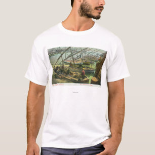 Beskåda av fiskare hamnplats t-shirt