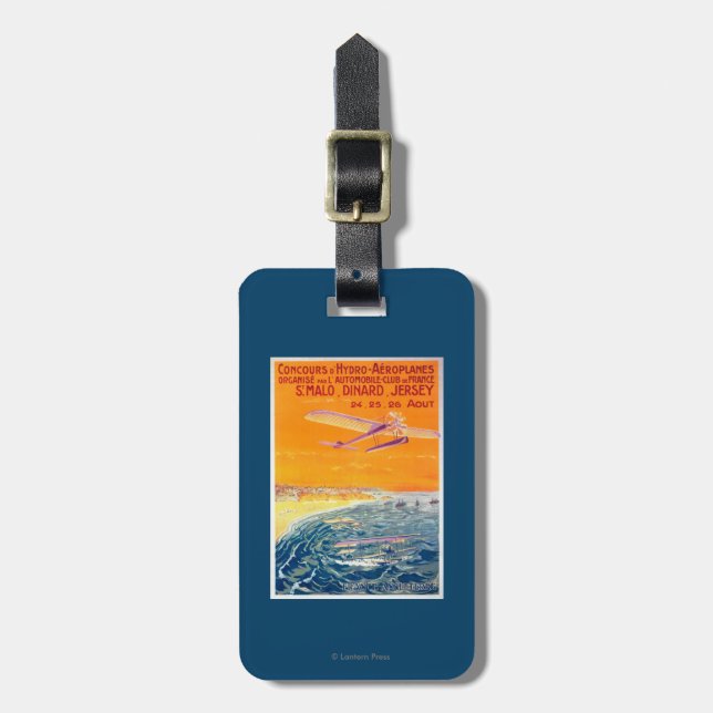 Beskåda av flöteflygplan i luft- och vattenaffisch bagagebricka (Vertikal Framsida)