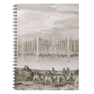 Beskåda av fontänen av Neptune, Versailles (engr Anteckningsbok