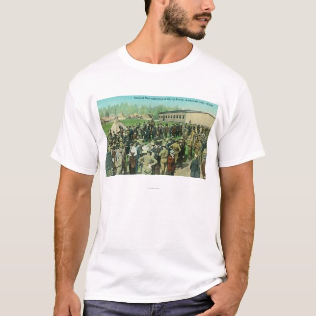 Beskåda av formulerade soldater som anmäler för tee shirt (Framsida)