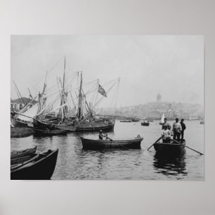 Beskåda av Galata i Istanbul från Sirkeci port Poster