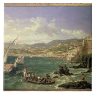 Beskåda av Genoa, 1854 (olja på kanfas) Kakelplatta