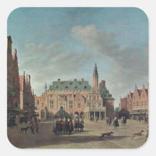 Beskåda av Groten Markt i Haarlem Fyrkantigt Klistermärke