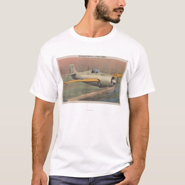 Beskåda av Grumman F4F-3-U.S. marinkämpe T Shirt (Framsida)