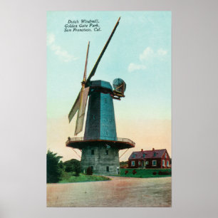 Beskåda av holländsk kvarn på Golden Gate Parket Poster