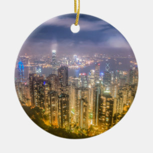 Beskåda av Hong Kong från det maximalt Julgransprydnad Keramik