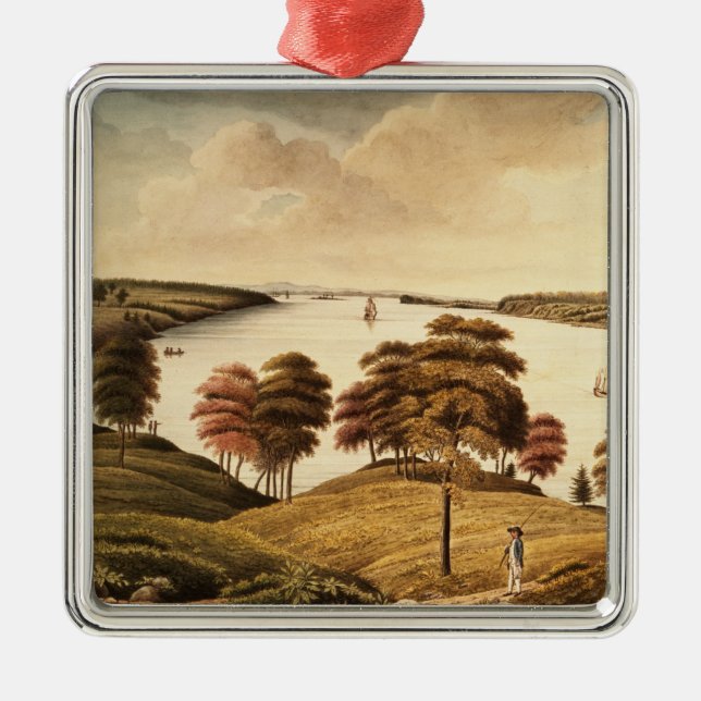 Beskåda av Hudsonet River från fort Knyphansen Julgransprydnad Metall (Framsidan)